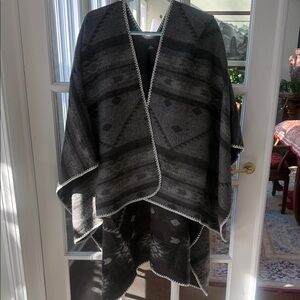 Black and Gray Patterned Poncho